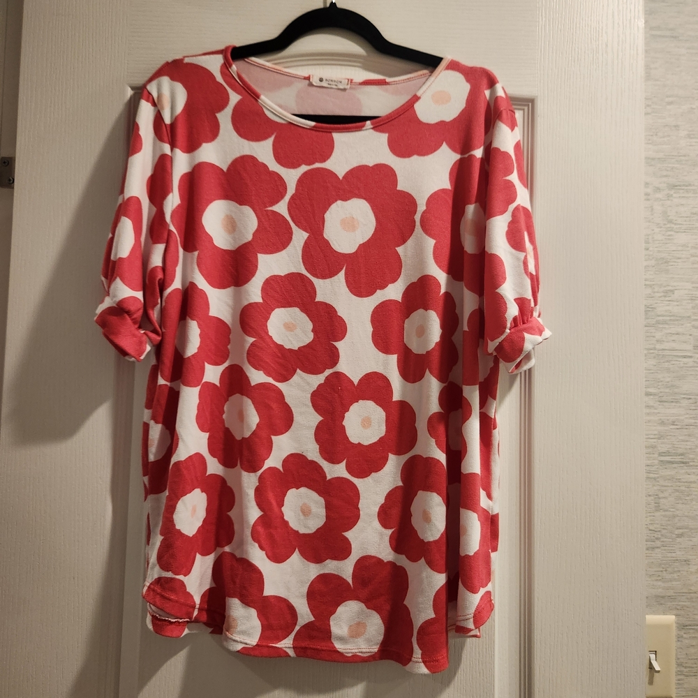Bombom Chic Floral Women's Blouse Size XL Euc